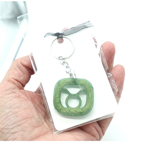 Mystic Olive Green ZODIAC Charm Keychain - Picture 2 of 8